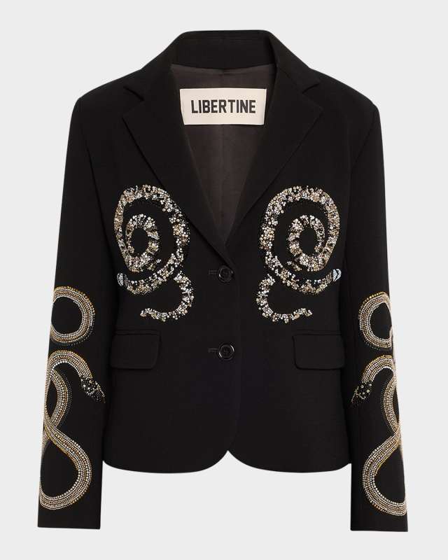 Reptilian Single-Breasted Short Blazer