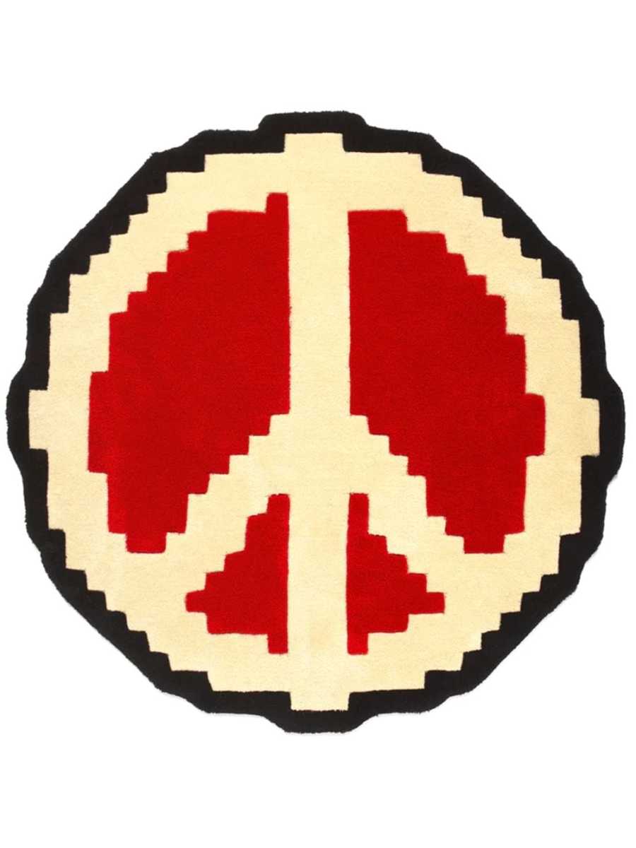 pixelated peace sign rug