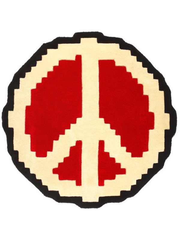 pixelated peace sign rug