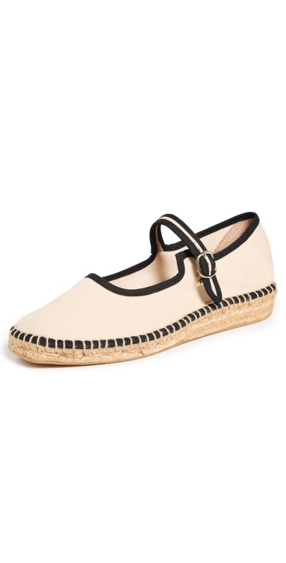 Naguisa Peonia Mary Jane Espadrilles Ecru-Black