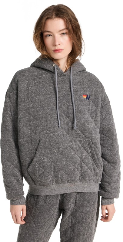 Aviator Nation Quilted Pullover Heather Grey