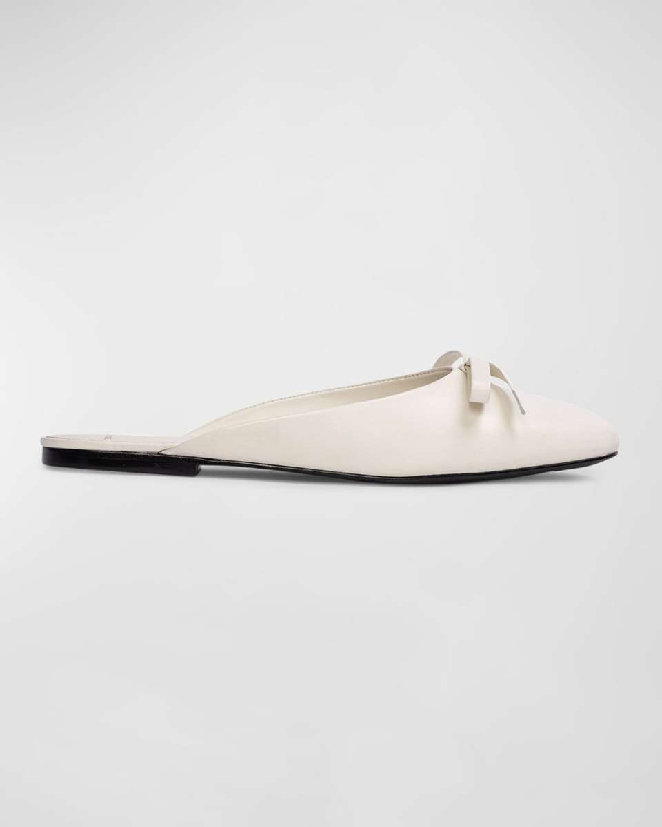 Leather Bow Ballerina Mules