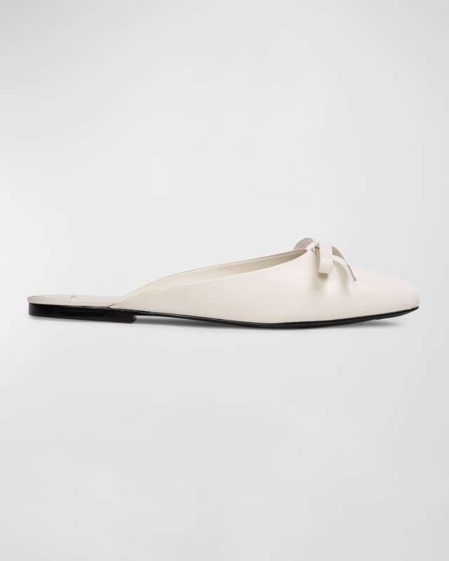 Leather Bow Ballerina Mules