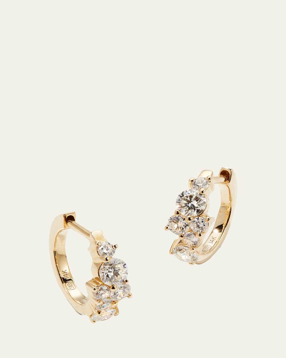 Cocktail 14k Gold Diamond Huggie Hoop Earrings