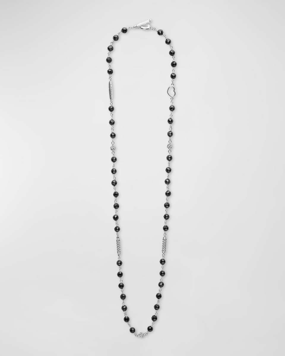 Sterling Silver Caviar Icon Black Ceramic Beaded Necklace