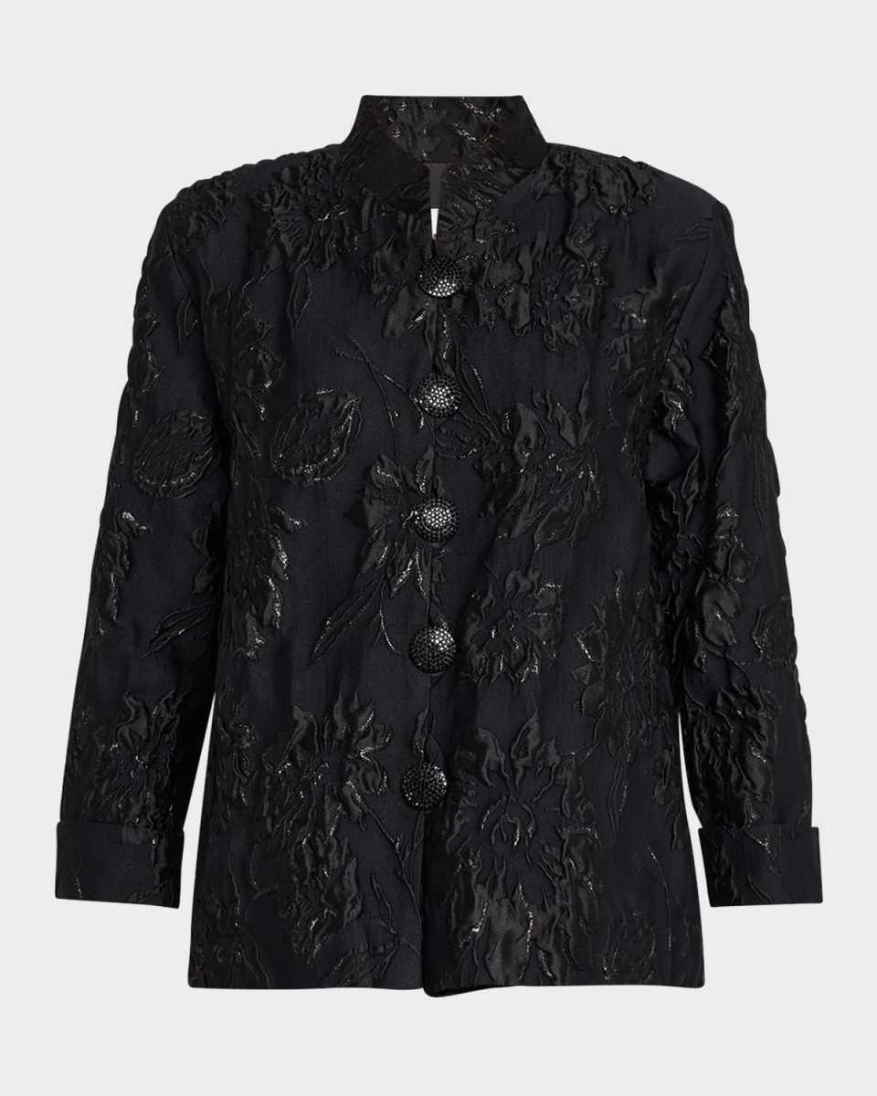 Boxy Shimmer Floral Jacquard Jacket