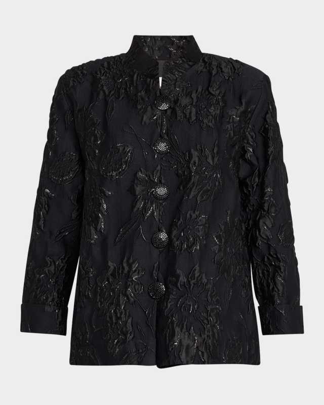 Boxy Shimmer Floral Jacquard Jacket