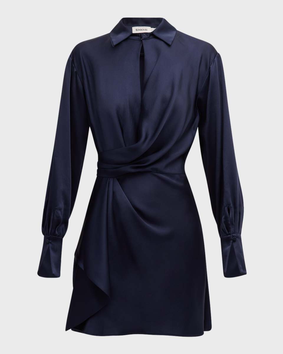 Talit Draped-Front Mini Shirtdress