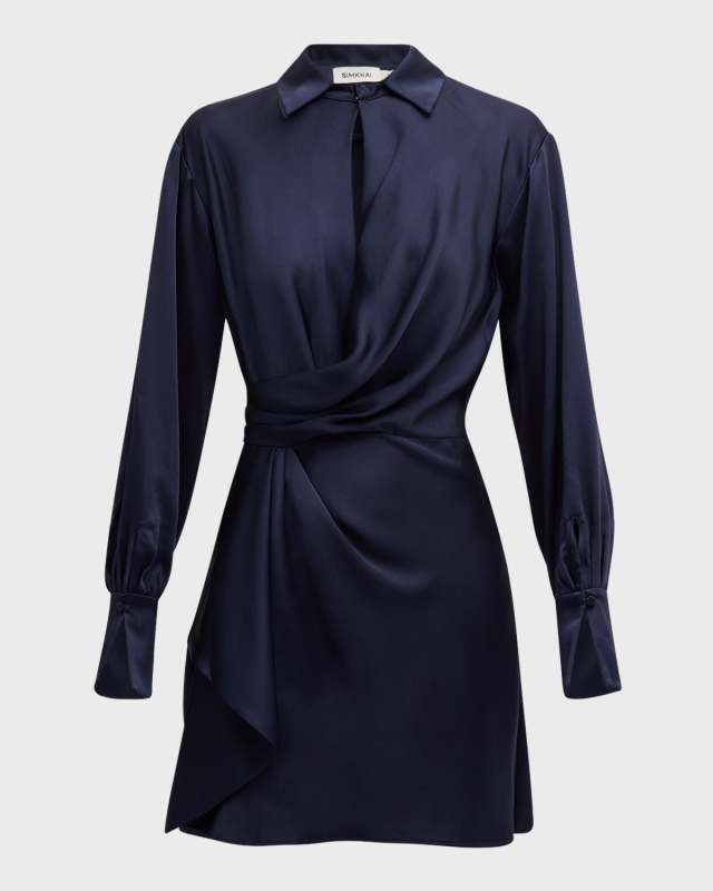 Talit Draped-Front Mini Shirtdress