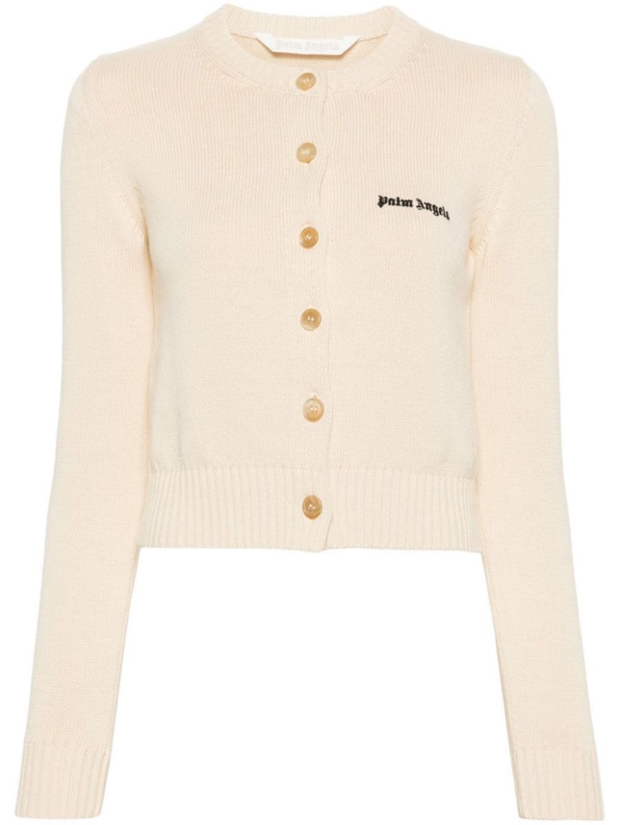 logo-embroidered cropped cardigan