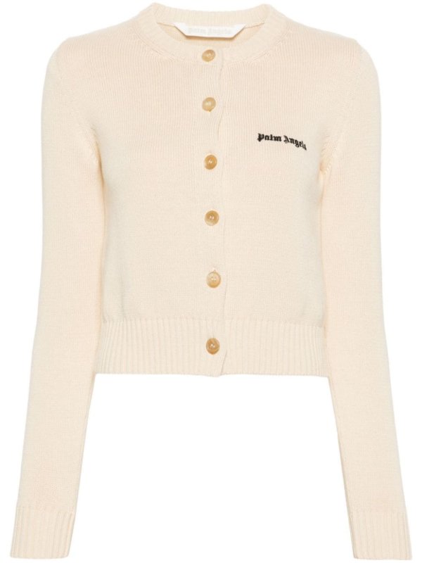 logo-embroidered cropped cardigan
