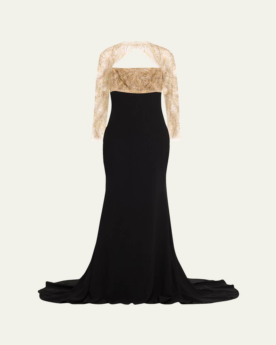 Crystal Beaded Crepe Trumpet Gown