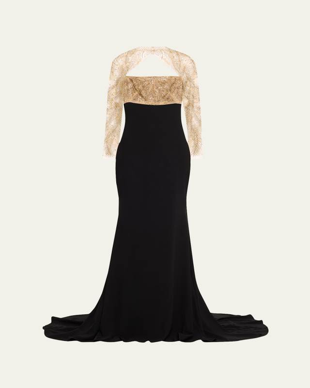 Crystal Beaded Crepe Trumpet Gown