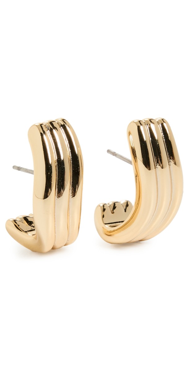 Madewell Ribbed Wavy Statement Earrings Pale Gold