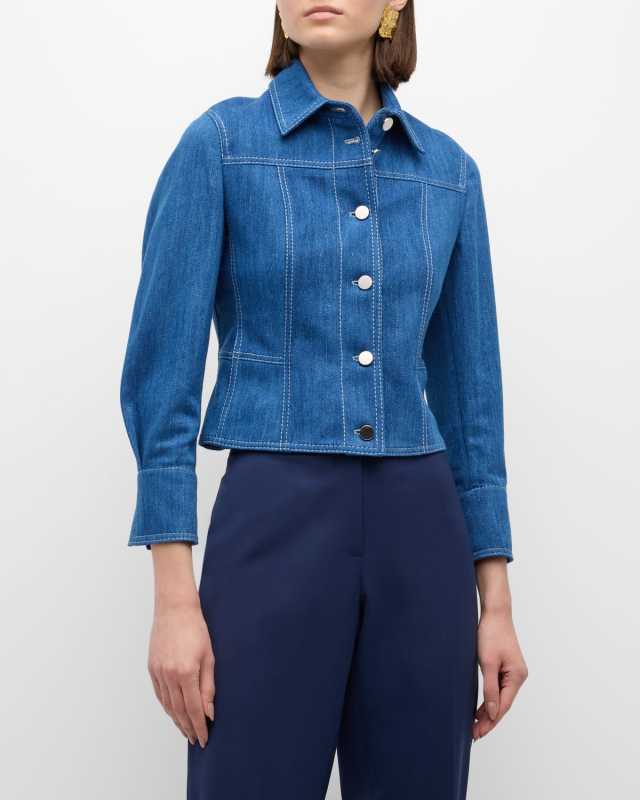 Washed Denim Fitted Jacket