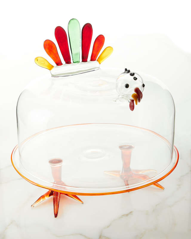 Turkey Cake Plate w/ Dome