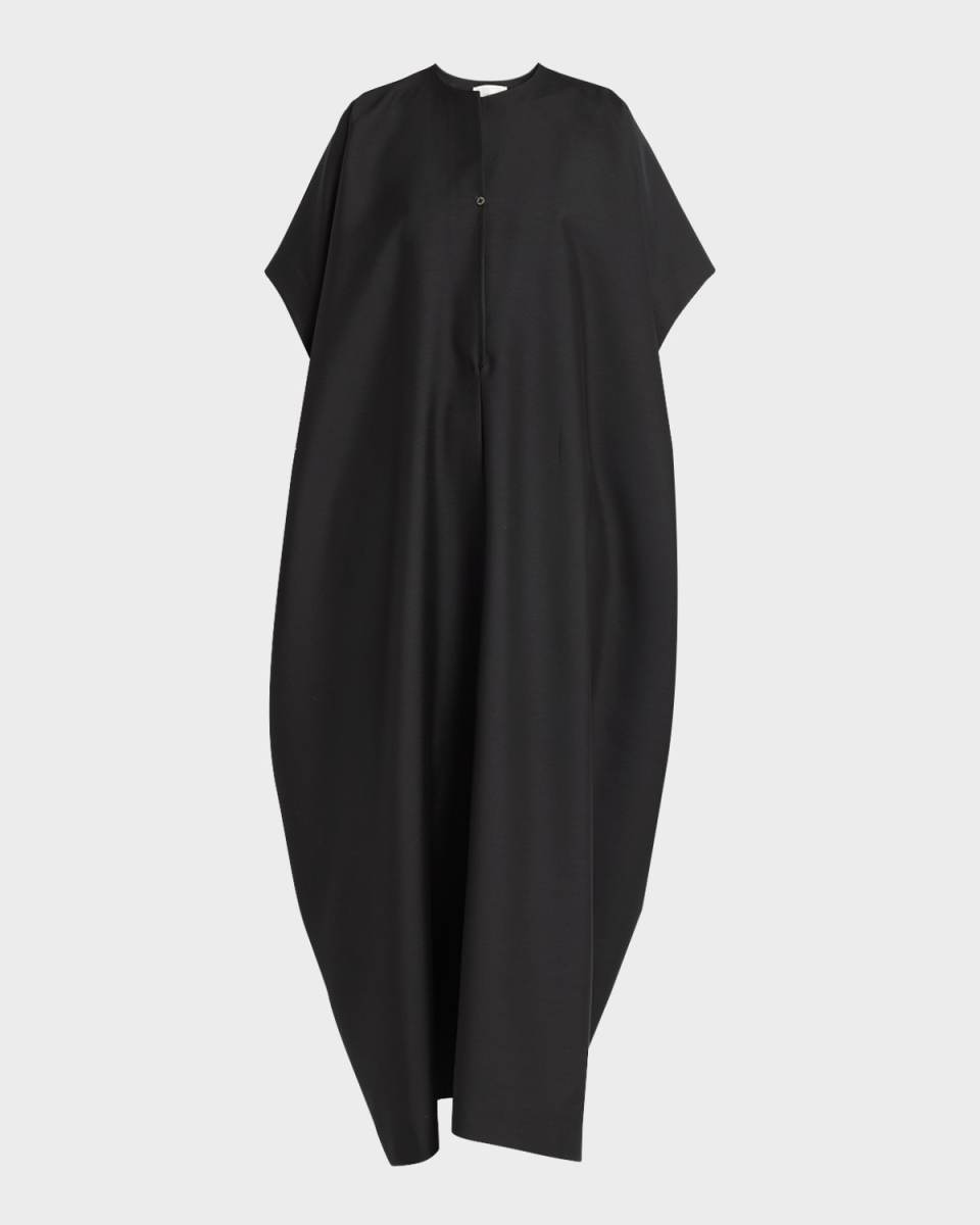 Saule Short-Sleeve Curved Shift Maxi Dress