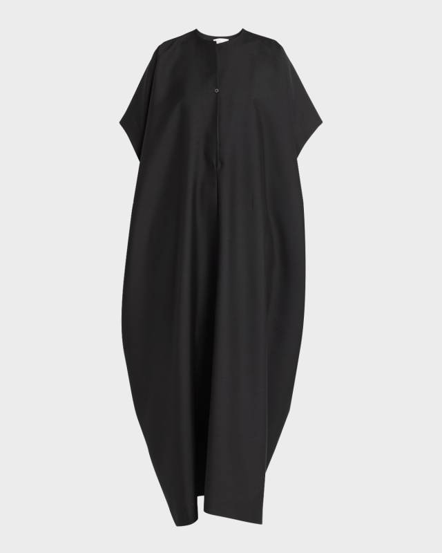 Saule Short-Sleeve Curved Shift Maxi Dress