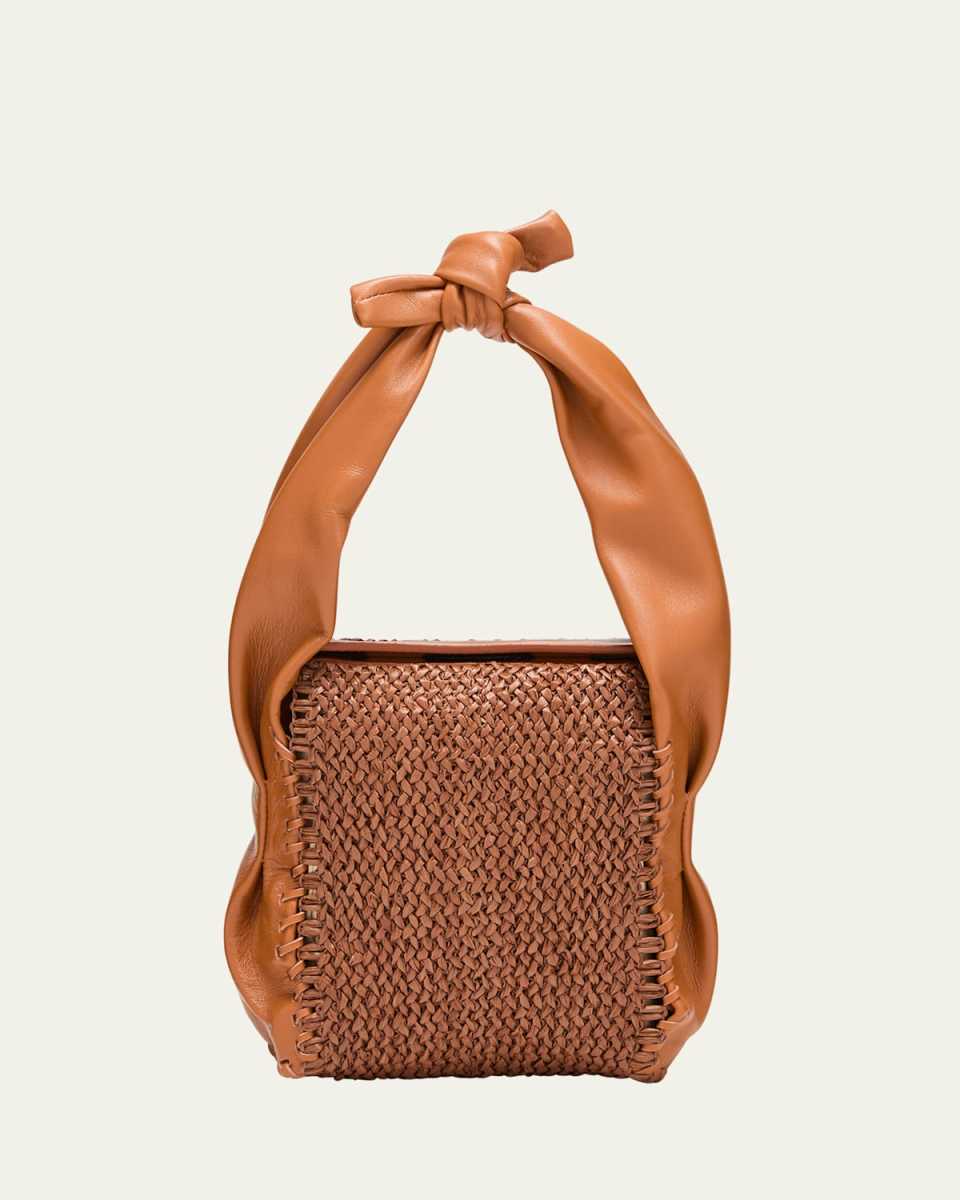 Molta Raffia & Leather Top-Handle Bag