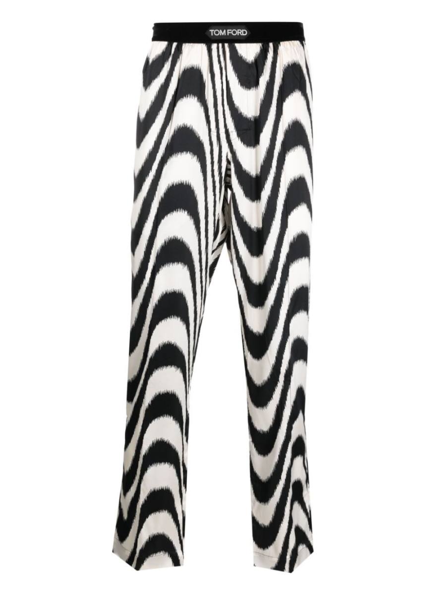 abstract-print silk trousers