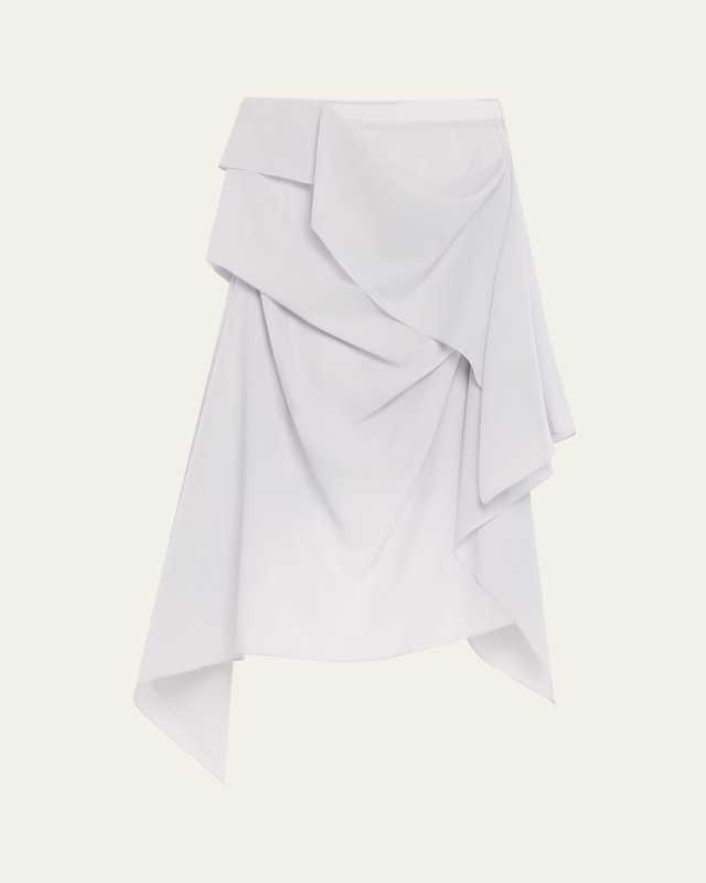Over The Body Draped Wool Midi Skirt
