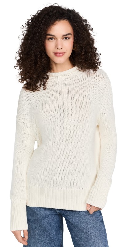 La Ligne Mock Neck Solid Marina Sweater Ivory