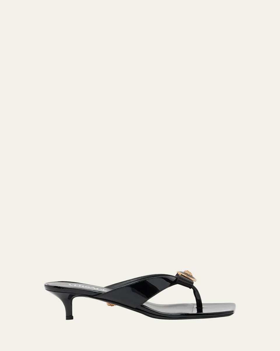 Medusa Patent Bow Thong Sandals