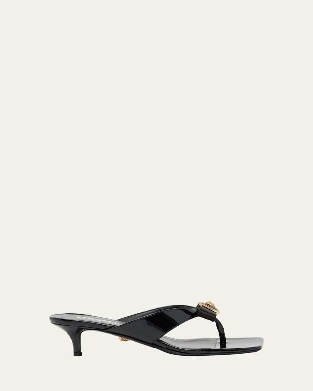 Medusa Patent Bow Thong Sandals