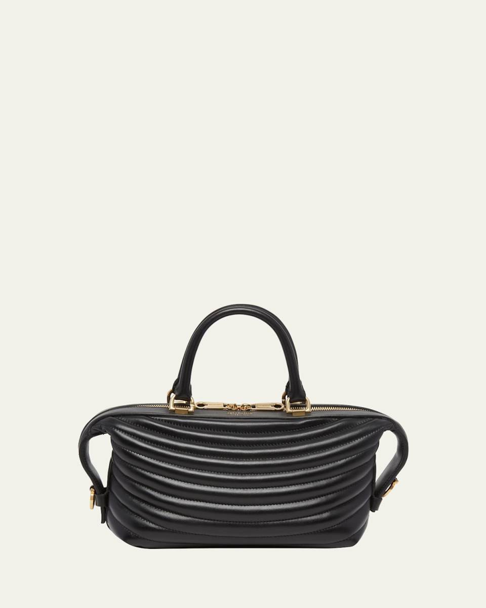 Quilted Bowling Leather Top-Handle Bag