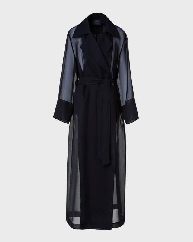 Valentine Silk Gauze Belted Trench Coat