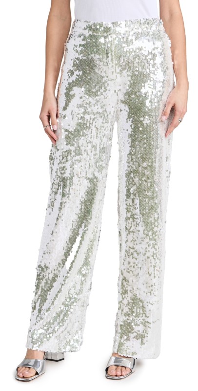 WAYF Sequin Pants Silver Seqiuin