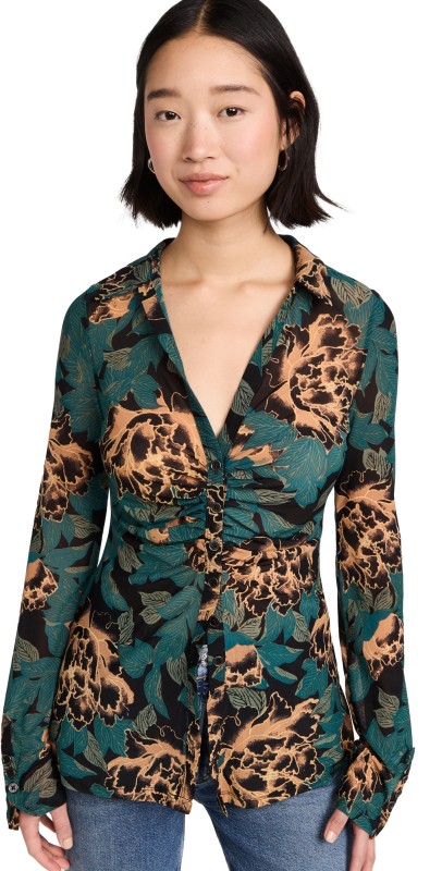 Free People Lucky Shirtee Black Bloom