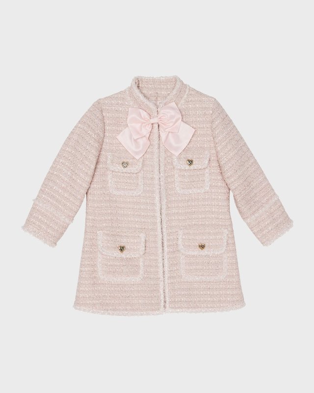 Girl's Aubazine Tweed Embellished Coat, Size 12-