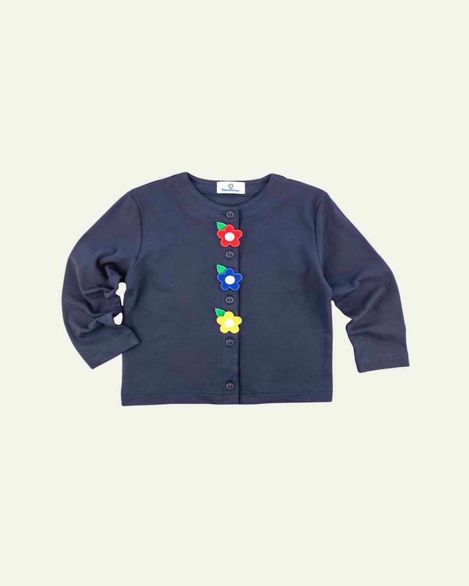 Girl's Knit Cardigan W/ Flowers, Size 12M-6