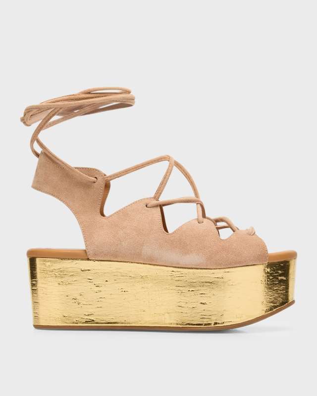 Liana Suede Lace-Up Flatform Sandals