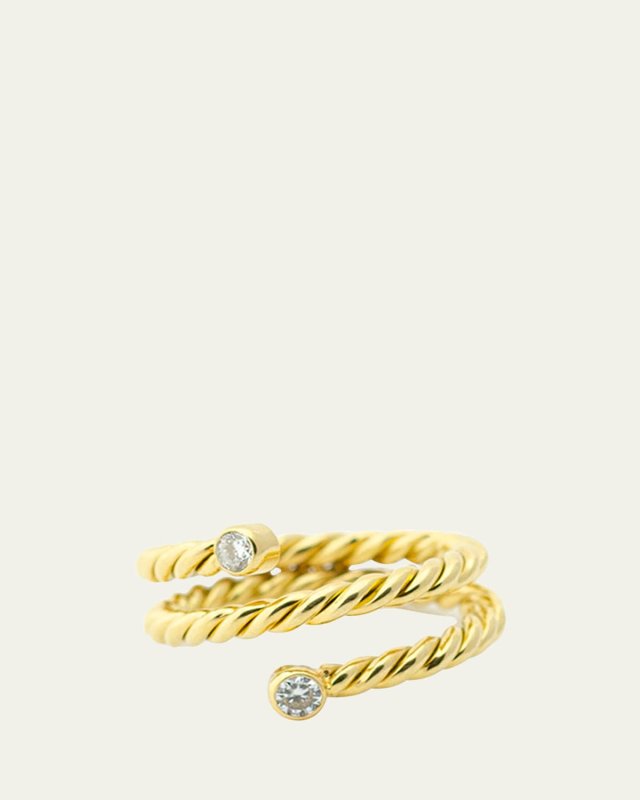 Toi et Moi Hand-Twisted 18K Yellow Gold Diamond Ring, Size