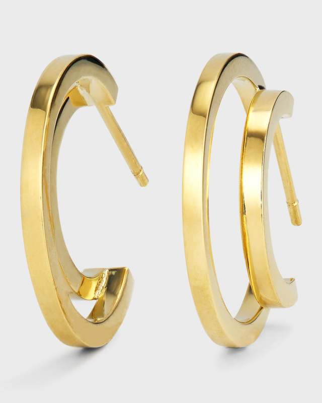 18k Yellow Gold Double Hoop Earrings