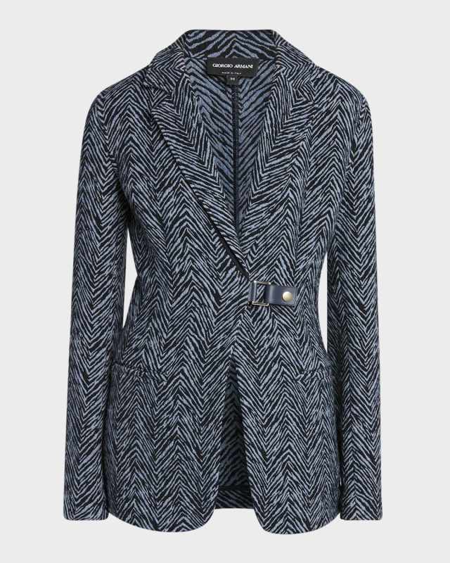 Zebra Cashmere-Viscose Buckle-Front Jacket