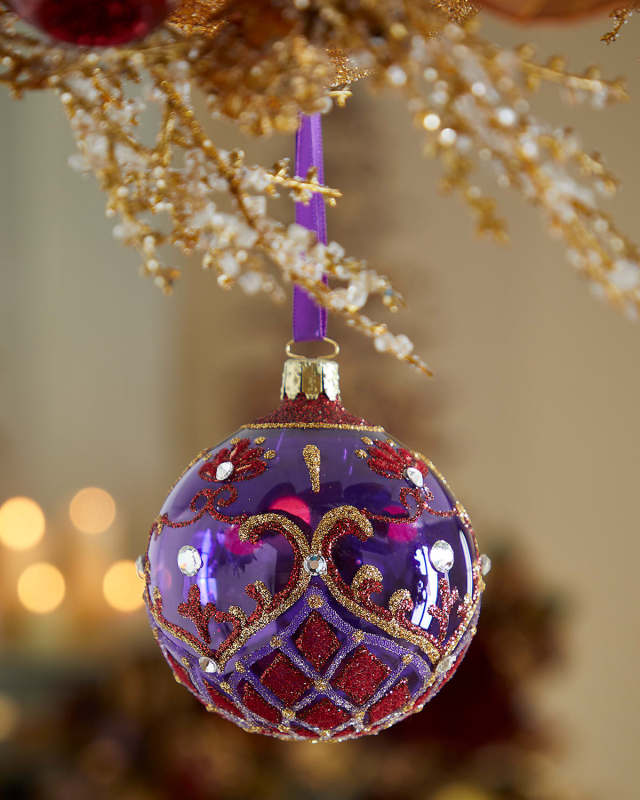 Glittery Purple Transparent Christmas Ornament
