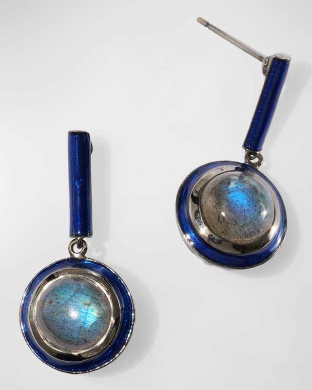 Labradorite Dot Lacquer Sterling Silver Drop Earrings