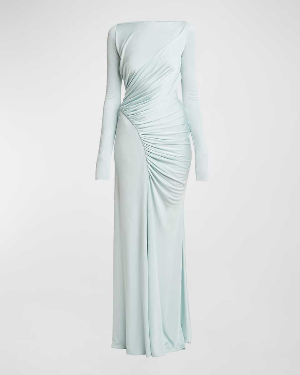 Long Sleeve Side Draped Dress
