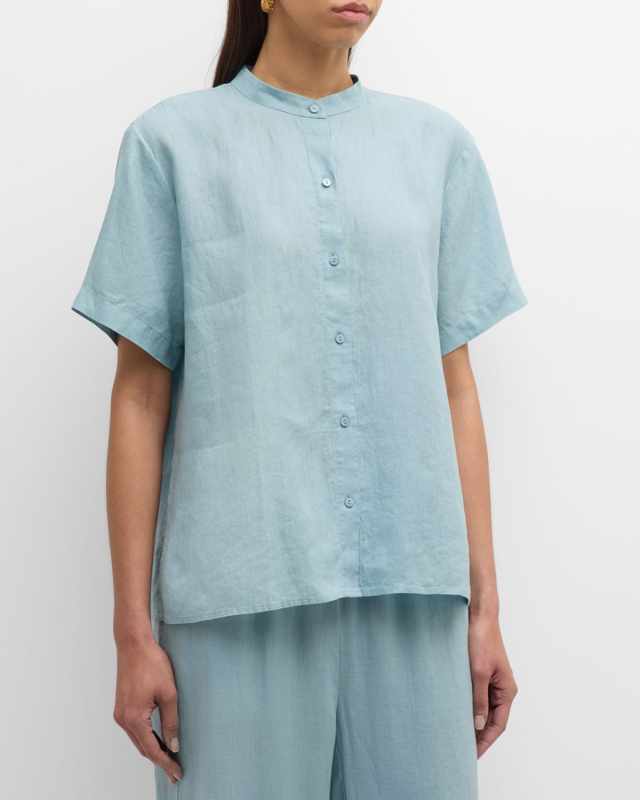 Button-Down Handkerchief Organic Linen Top
