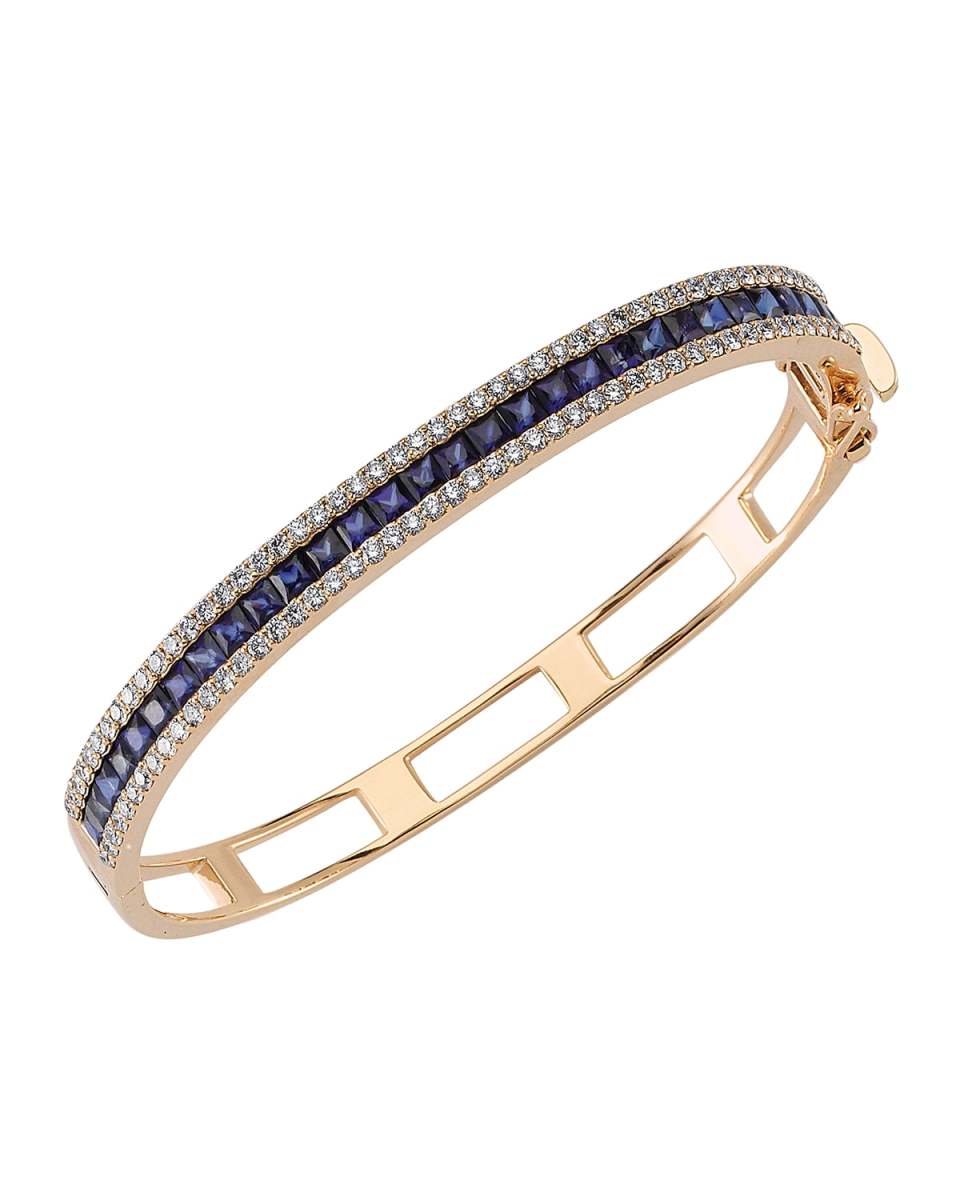 Mondrian 14k Blue Sapphire and Diamond Hinge Bracelet