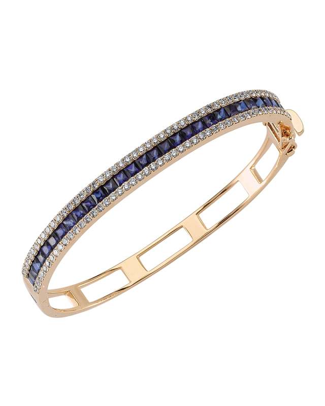 Mondrian 14k Blue Sapphire and Diamond Hinge Bracelet