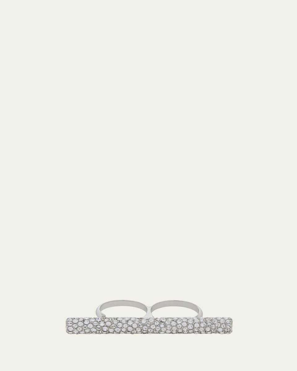 Jewelled Cross-Bar Double Ring