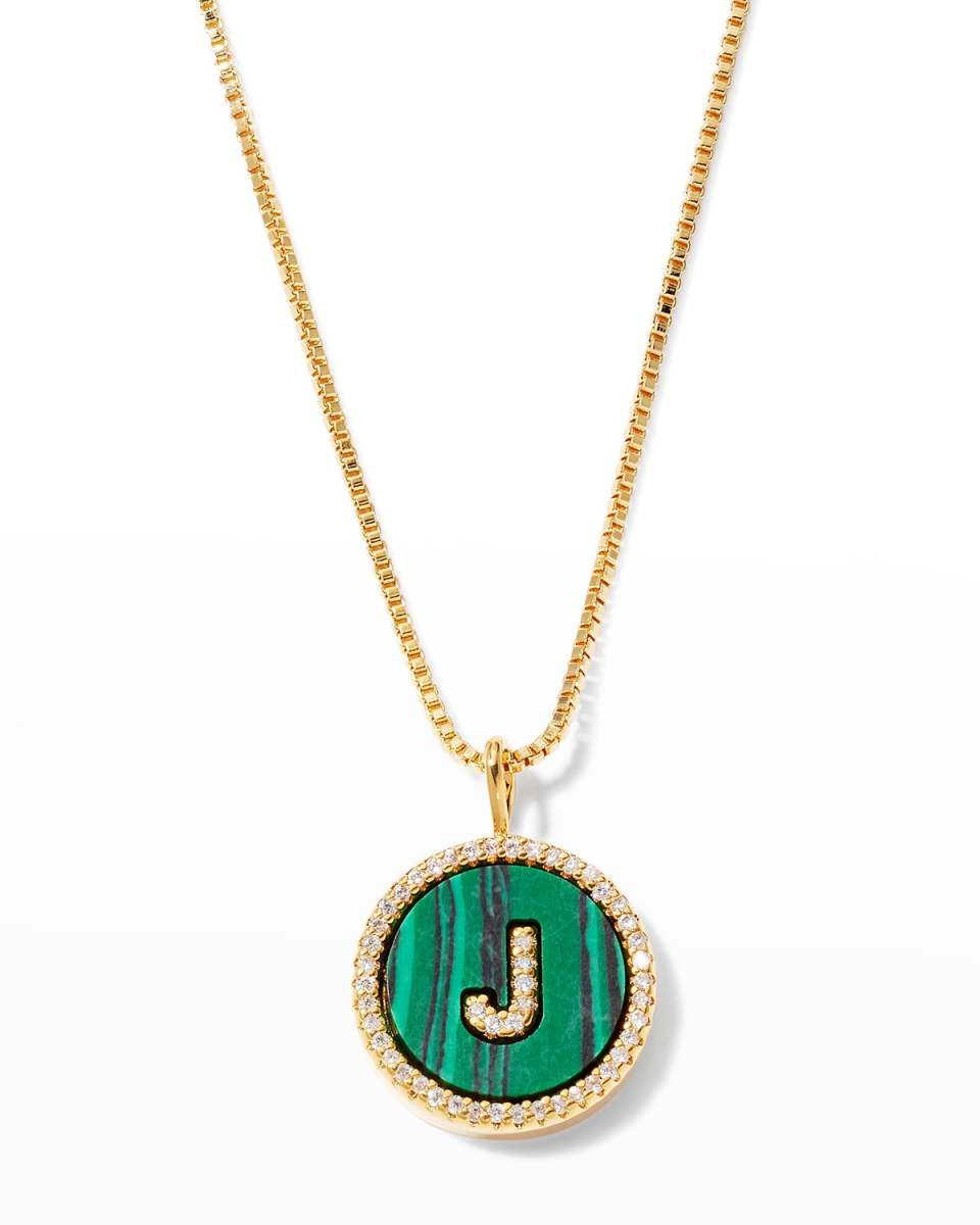 Malachite Initial Necklace - J