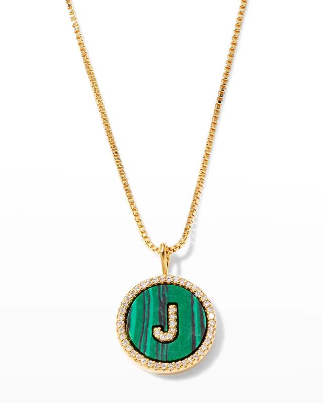 Malachite Initial Necklace - J