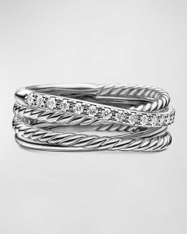 Crossover Ring with Diamonds