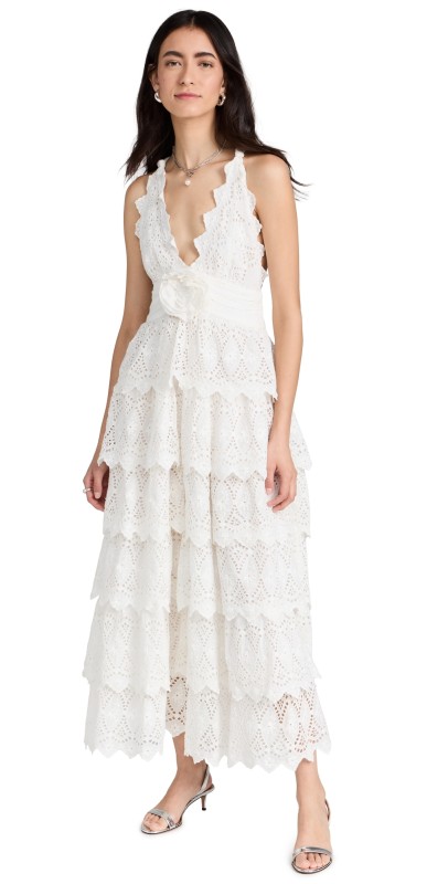 LoveShackFancy Nevis Dress Off White