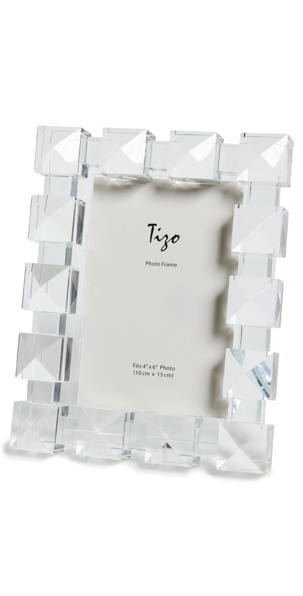 Tizo Design 4x6 Glass Square Pyramid Photo Frame Clear